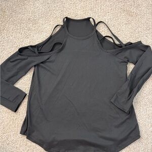 Elegant Black Cold Shoulder Long Sleeve Top